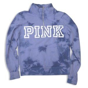 Victoria's Secret PINK Tye Dye Blue Qtr Zip Crewneck Sweater